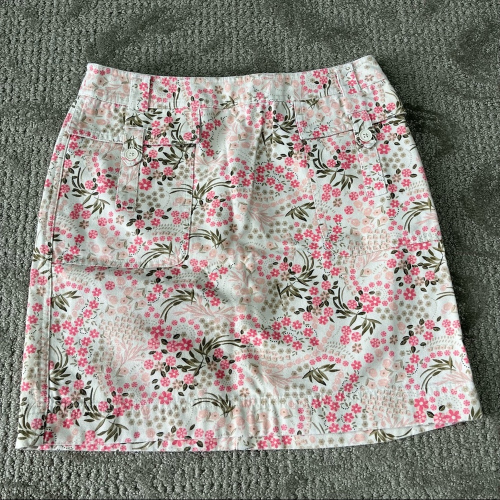 NWOT Women's 90s Y2K LOFT Floral Mini Skirt size 4 Petite 100% Cotton - Picture 6 of 6